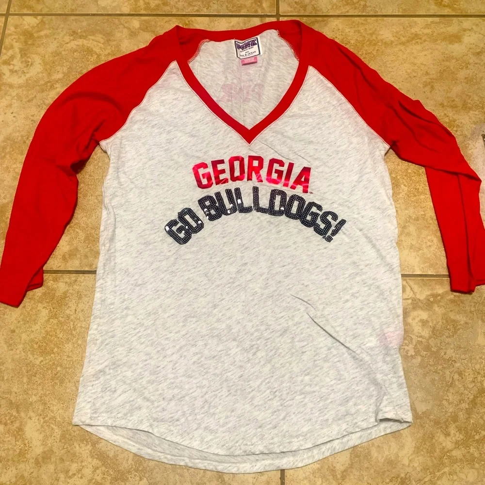 PINK by Victoria’s Secret Georgia Bulldogs women’s shirt, shiny sequins - Picture 1 of 2